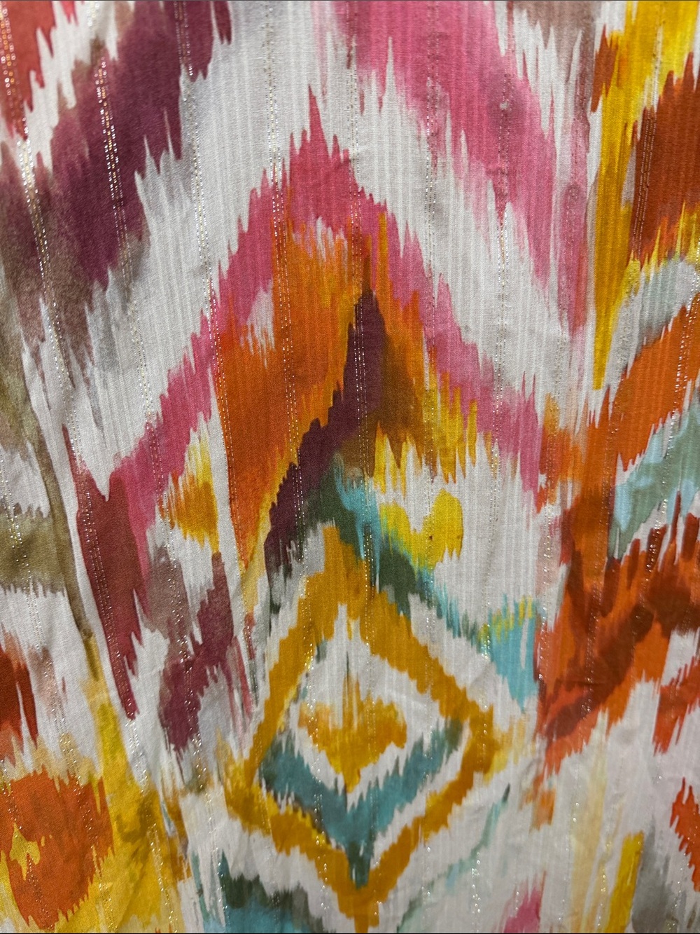 Multicolor Ikat Fringe Kimono - Cream, Orange & Pink - Picture 5 of 7